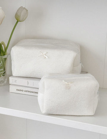 Minimalist Solid Color Bowknot Cosmetic Bag 6S5CO109