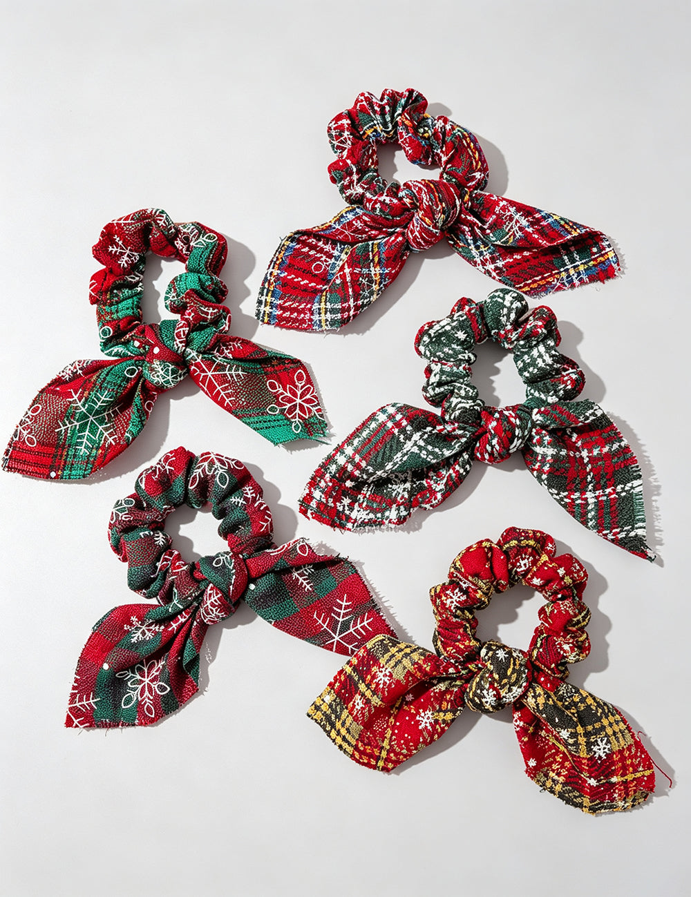 Christmas Plaid Bunny Ear Bow Hair Scrunchie 6W6HSR440