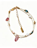 Double Layered Irregular Pearl Stone Beaded Bracelet 6W6JBR367