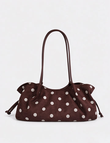 Vintage Polka Dots Ruched Shoulder Bag 6W10BBG2470
