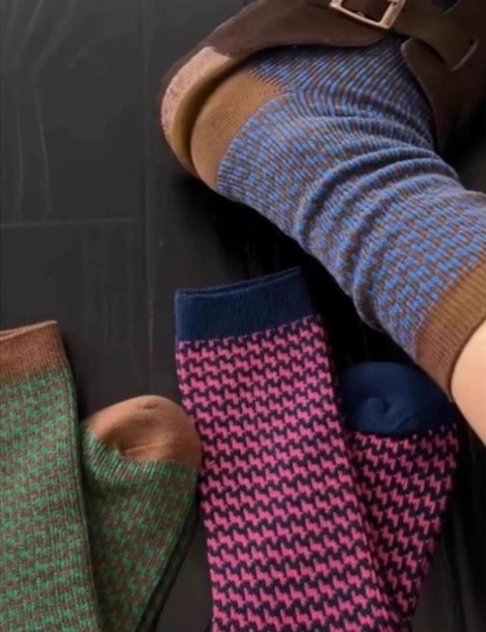 Houndstooth Mid-Calf Socks - DippedShop Wholesale - #7459