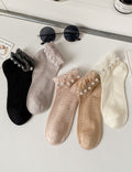 Elegant Pearl Lace Trim Ankle Socks 6W8FSO743