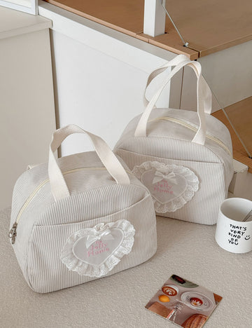 Lace Heart Cosmetic Bag - DippedShop Wholesale - #9443