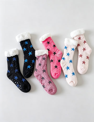 Random Color Sherpa Lined Christmas Socks MK2BLW6W8FSO900