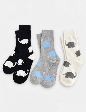 Cute Elephant Color Block Cotton Scrunch Socks 6W8FSO740