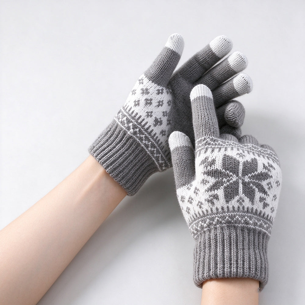 Flower Jacquard Knit Gloves - DippedShop Wholesale - #1875