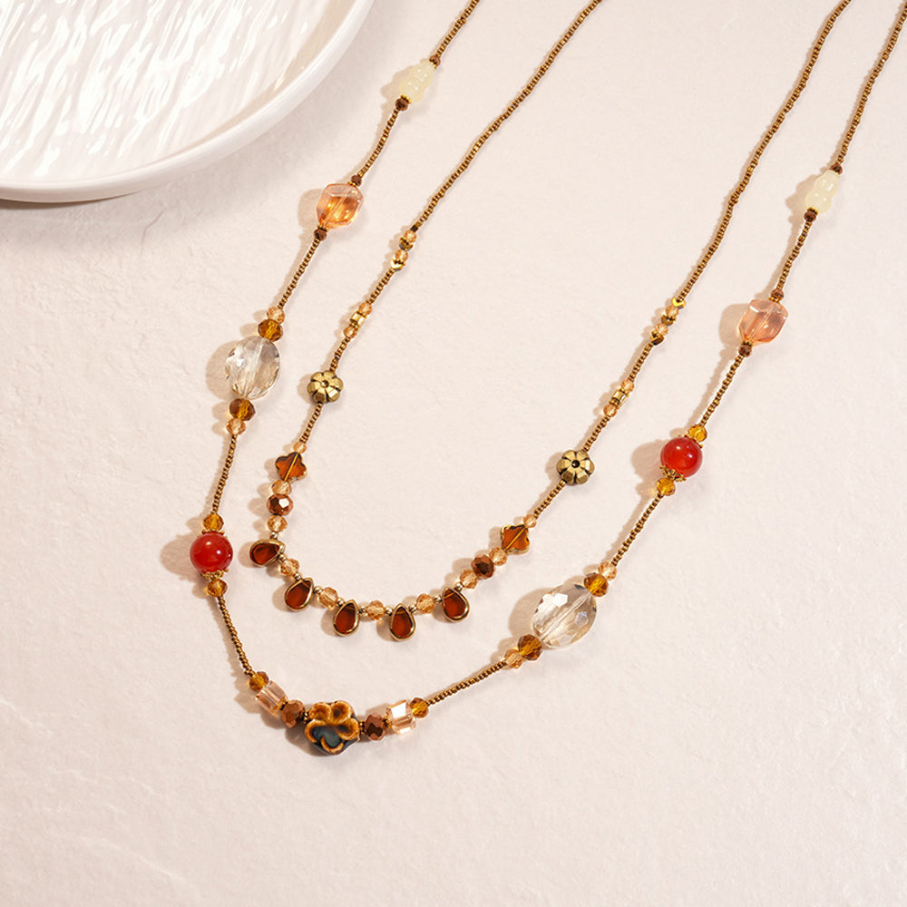 Double Layer Beaded Necklace - DippedShop Wholesale - #4067