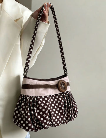 Retro Polka Dots Ruffled Underarm Bag 6W10BBG1315