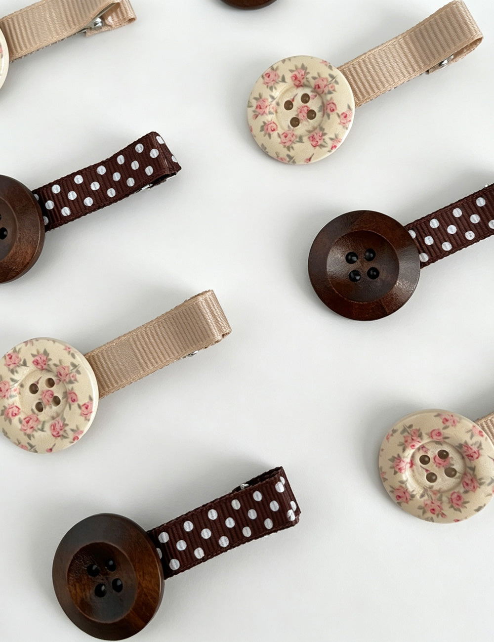 Sweet Floral Button Duckbill Hair Clips 6W6HCP1223