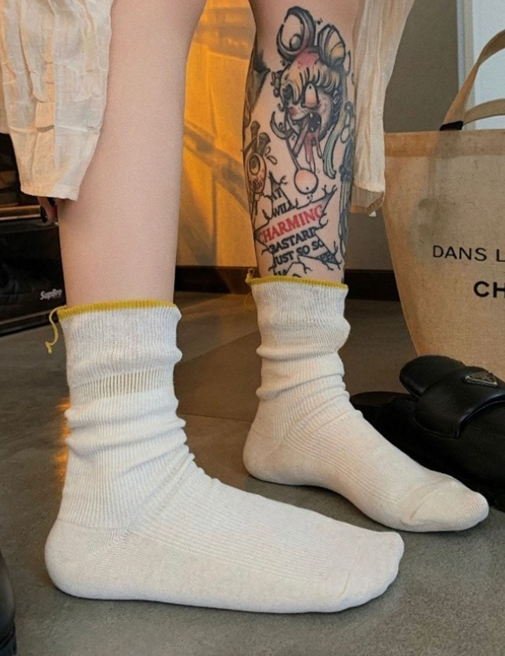 Back-Slit Crew Socks - DippedShop Wholesale - #4323