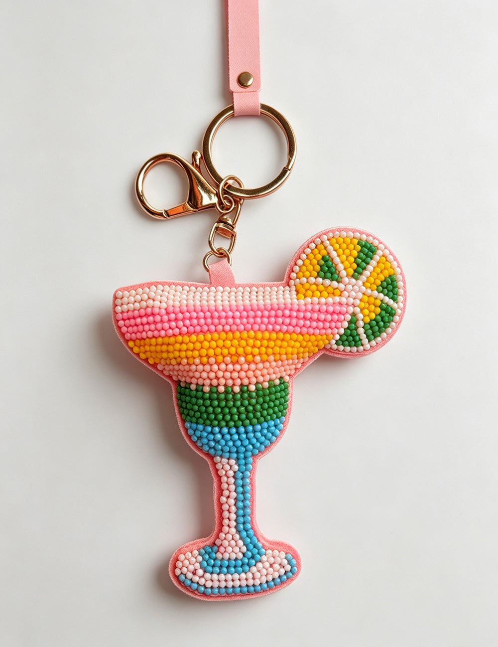 Colorful Beaded Cocktail Cup Keychain Bag Charm 6W10BBC827