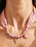 Elegant Shell Starfish Pendant Silk Scarf Necklace 6W6JNC1006