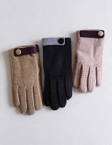 Button Decor Touchscreen Gloves - DippedShop Wholesale - #1635