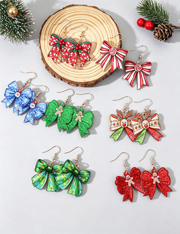Leopard Bow Dangle Earrings - DippedShop Wholesale - #9283