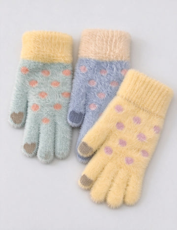 Polka Dot Knit Gloves - DippedShop Wholesale - #2115