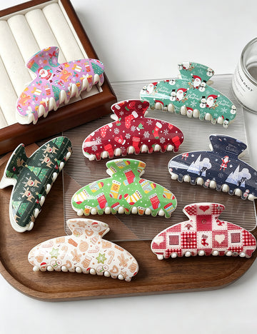 Sweet Santa Claus Print Hair Claws 6W6HCP1697