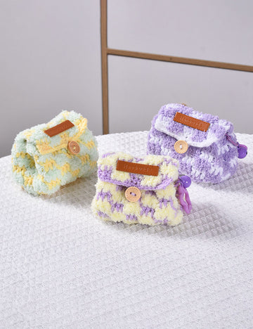 Cute Crochet Color Block Mini Coin Earbud Case 6S10BWB112