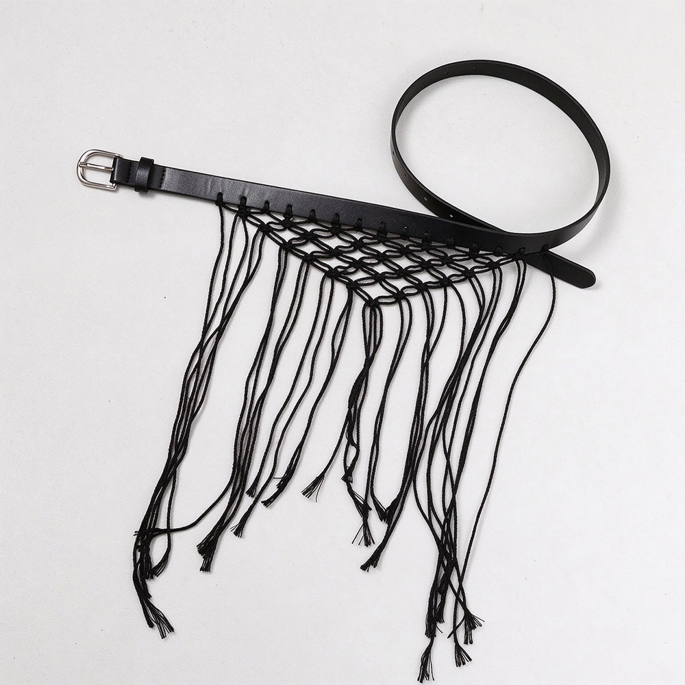 Bohemian Hand-Woven Mesh Macrame Tassel Belt 6W6JBT236