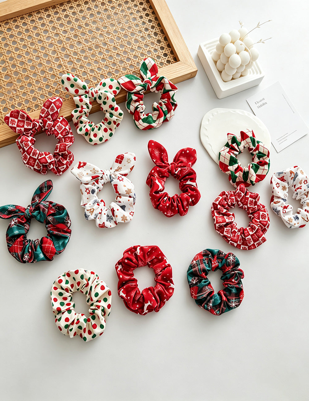 Polka Dot Plaid Hair Scrunchie - DippedShop Wholesale - #5939