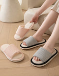 Linen Open Toe House Slippers - DippedShop Wholesale - #2035