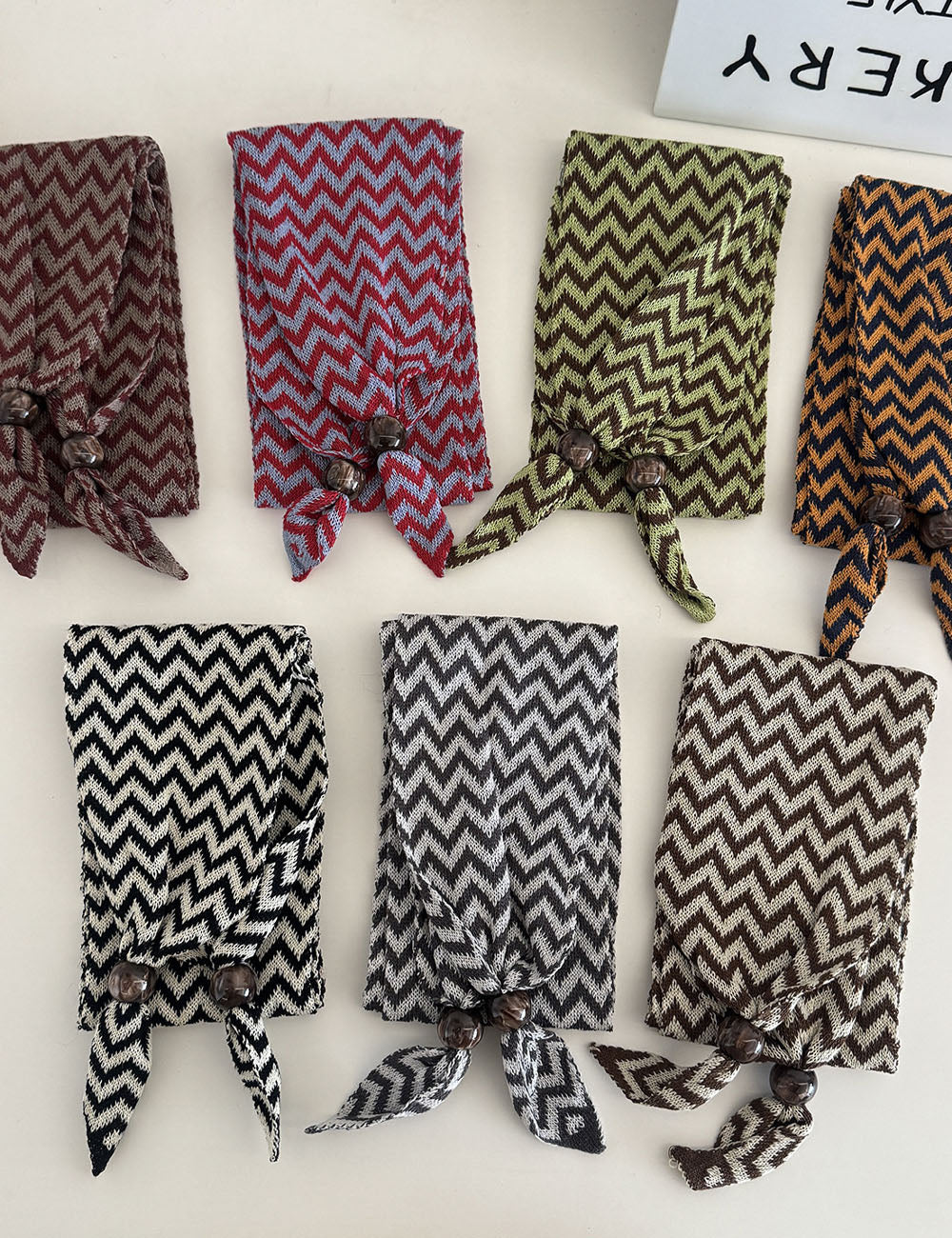 Vintgae Color Block Wave Striped Knit Scarf 6W6NSC97