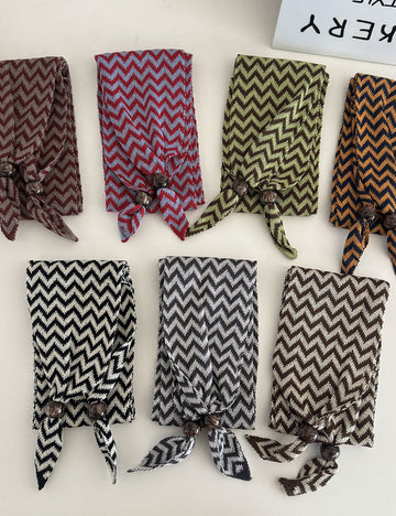 Vintgae Color Block Wave Striped Knit Scarf 6W6NSC97