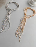 Exaggerated Multi Layer Pearl Rhinestones Necklace 6W6JNC663