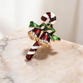 Enamel Candy Cane Jingle Bells Brooch 6W6JPB64