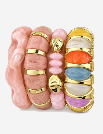 Dopamine Gold Plated Acrylic Wide Bracelets 6W6JBR622