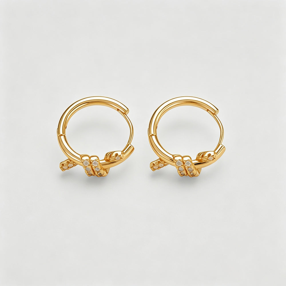 Minimalist Cubic Zirconia Knotted Hoop Earrings 6W6JER749