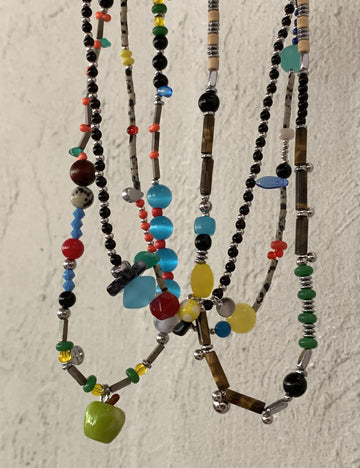 Fresh Colorful Beaded Chain Apple Pendant Necklace 6W6JNC657