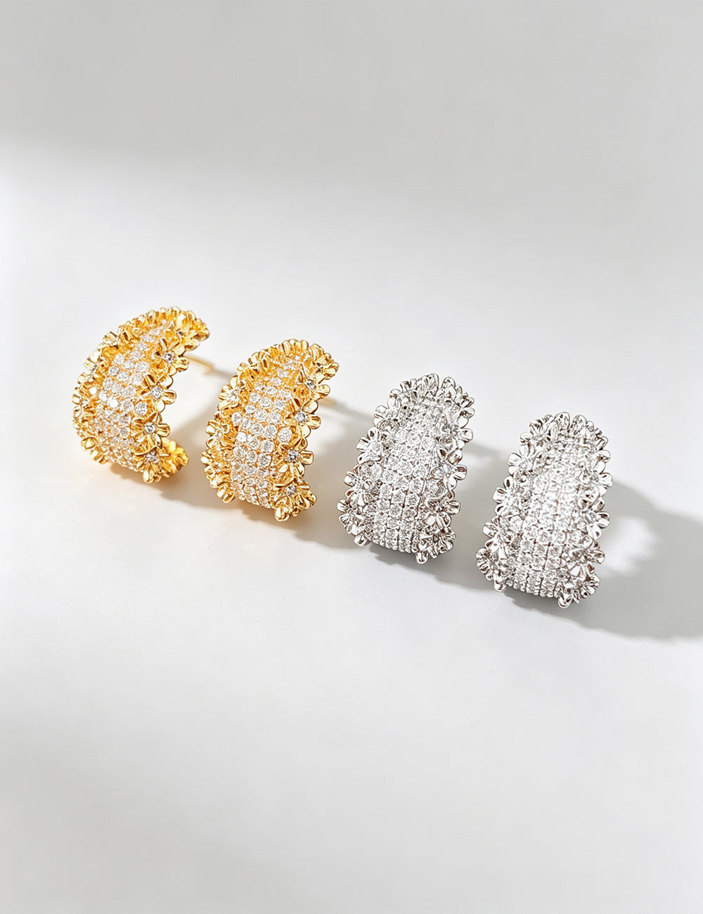Stylish Floral Rhinestone C-Shape Earrings 6W6JER801