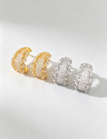 Stylish Floral Rhinestone C-Shape Earrings 6W6JER801