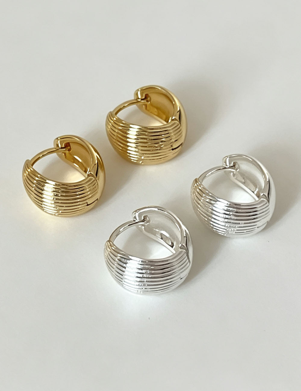 Chunky Textured Shell Huggie Hoops - DippedShop Wholesale - #8867