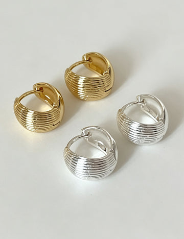 Chunky Textured Shell Huggie Hoops - DippedShop Wholesale - #8867