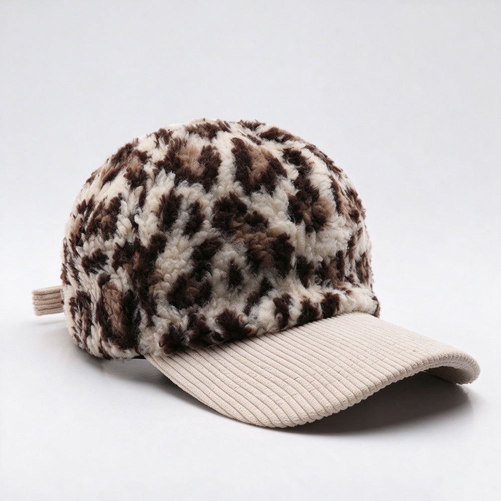 Leopard Sherpa Baseball Cap - DippedShop Wholesale - #6387