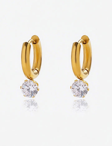 Rhinestone Pendant Hoop Earrings - DippedShop Wholesale - #7267