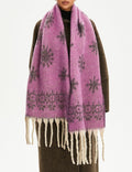 Vintage Jacquard Cashmere-Feel Tassel Shawl Scarf 6W6NSC121