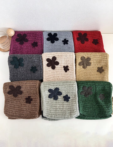 Floral Jacquard Knit Scarf - DippedShop Wholesale - #4499