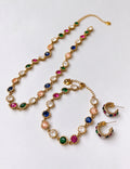 Stylish Gold Plated Colorful Rhinestones Necklace 6W6JNC945
