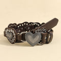 Vintage Metal Heart Wide Leather Waist Belt 6W6JBT211