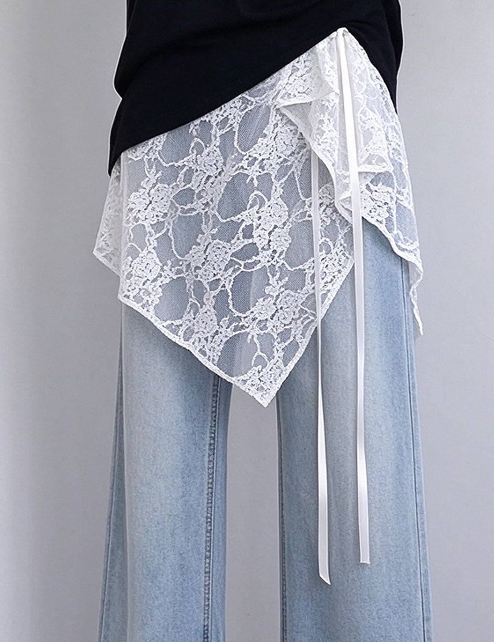 Elegant Asymmetrical Lace Tie-Waist Hip Scarf 6W1SL42