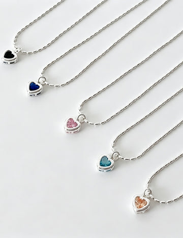Simple Cubic Zirconia Heart Pendant Choker Necklace 6W6JNC387L