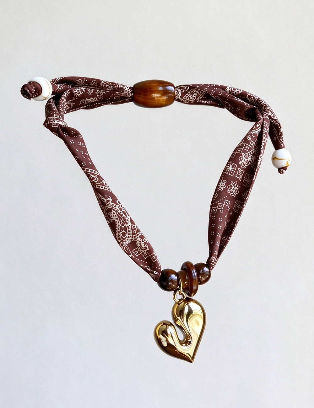 Vintage Irregular Gold Heart Pendant Scarf Necklace 6W6JNC1001