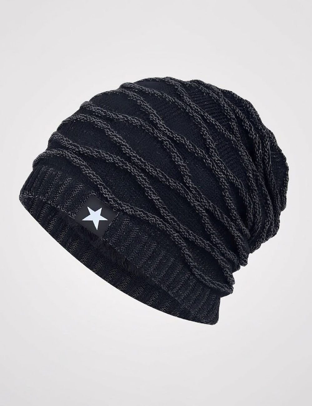 Winter Star Solid Color Fleece-Lined Knit Beanie 6W6HAT661