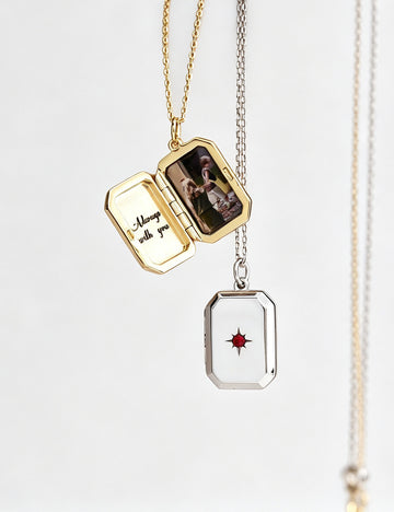 Fashion Square Pendant Photo Locket Necklace 6W6JNC380L