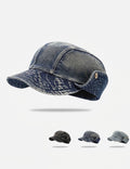 Retro Distressed Rolled Brim Denim Baseball Cap 6W6HAT585