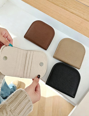 Minimalist Solid Color Semicircle Coin Purse Wallet 6S10BWB131