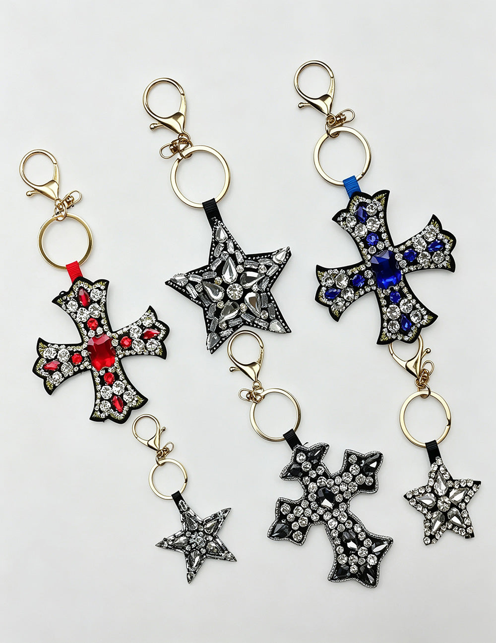 Vintage Rhinestones Cross Pendant Keychain Bag Charm 6W10BBC820