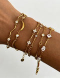 Cubic Zirconia Gold Plated Link Chain Bracelet 6W6JBR358